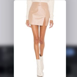 NWT SUPERDOWN TRINITY FAUX LEATHER MINI SKIRT nude color
